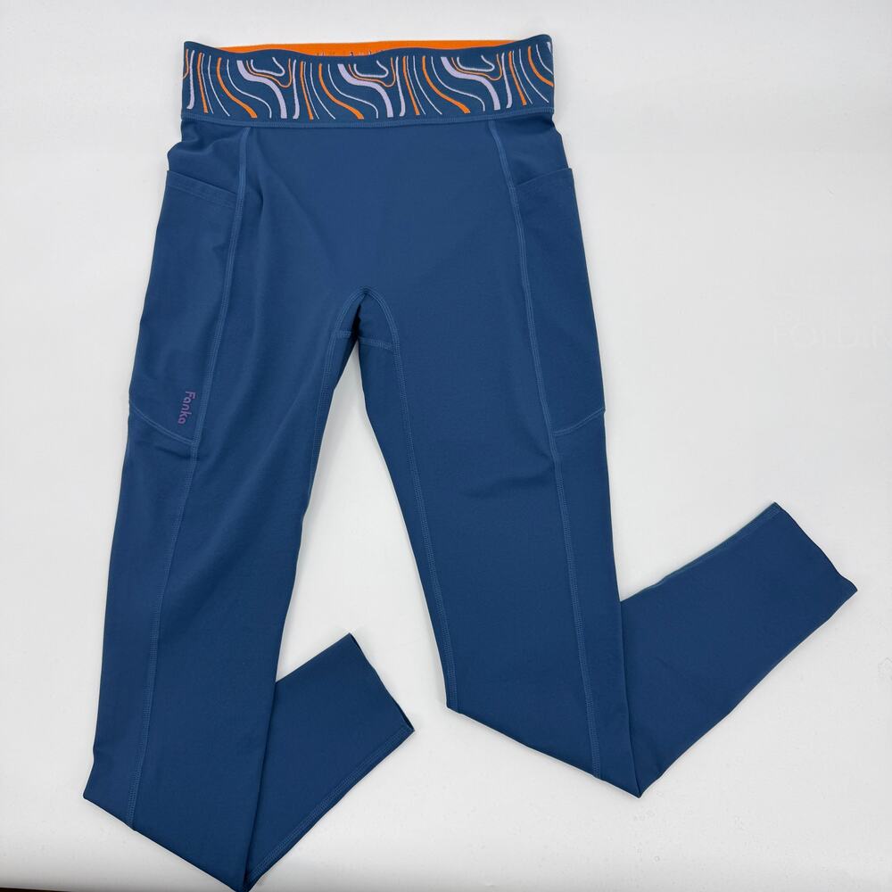 FANKA Athletic Leggings Blue Size L Side Pocket 7/8 Ankle Length